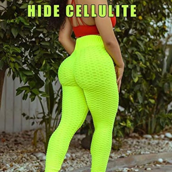 Lime Green High Waist Leggings for Women - Picture 1 of 8